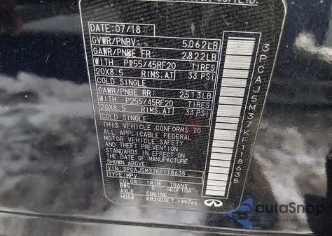 2019 Infiniti Qx50 из США, поврежденный, VIN 3PCAJ5M37KF118635